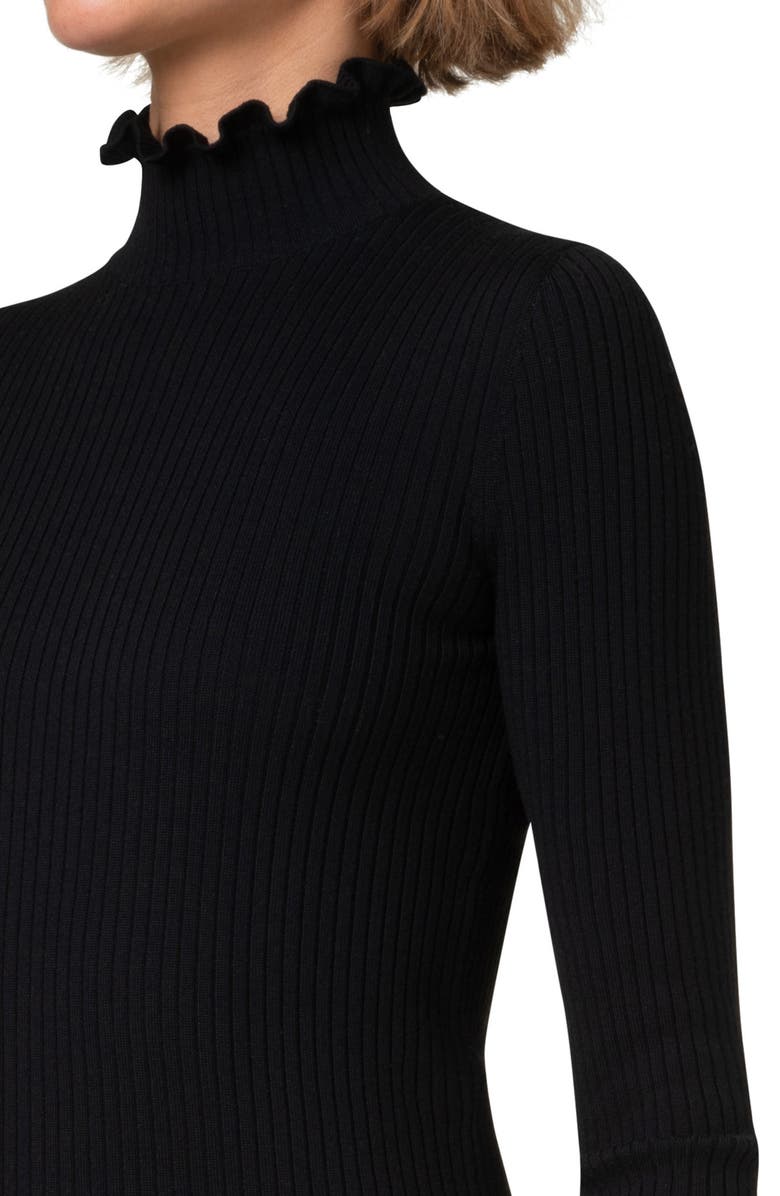 Akris punto Ruffle Mock Neck Wool Rib Sweater, Alternate, color, 