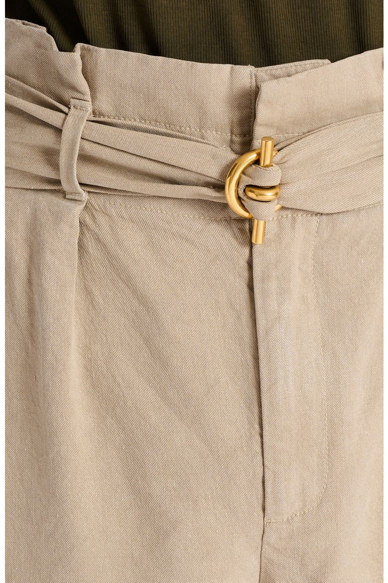 Cotton and linen Bermuda shorts with T-Bar belt, Alternate, color, beige