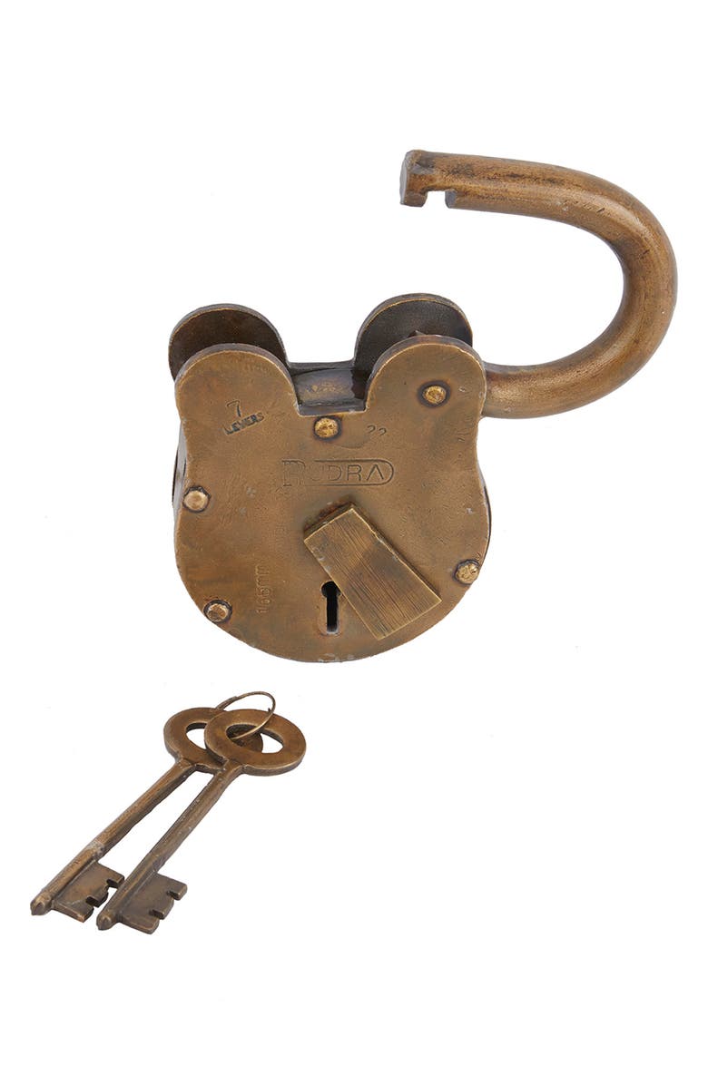 SONOMA SAGE HOME Brass Metal Vintage Lock And Key, Alternate, color, 