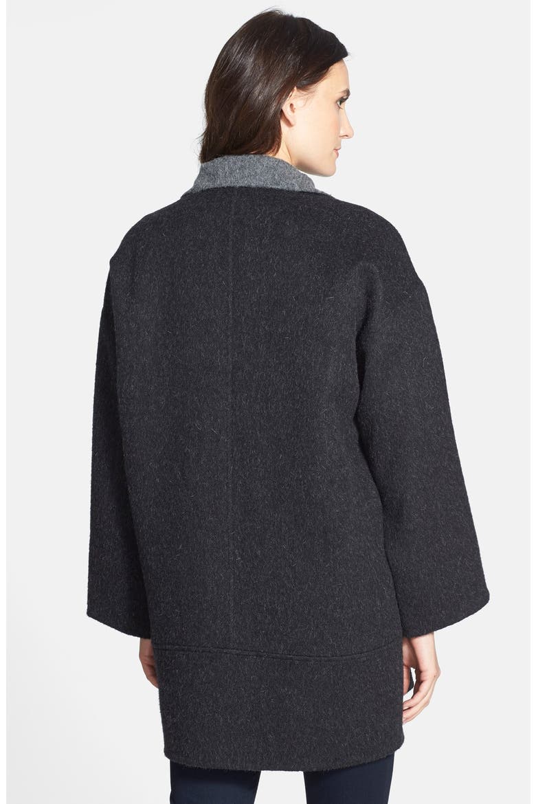 Alpaca Blend Double Face Coat, Alternate, color, CHARCOAL/ MOON