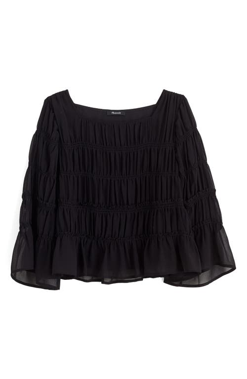 Madewell Square Neck Tiered Top In Black