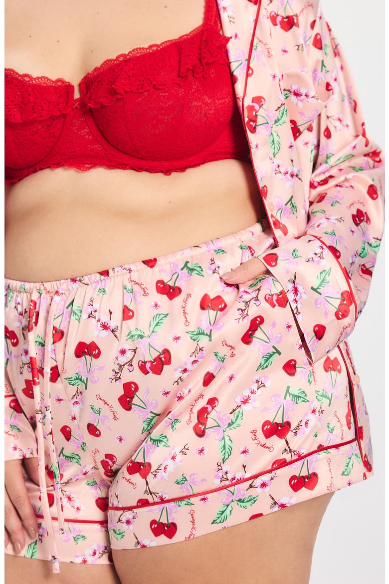 Satin Ever After Cuffed Pajama Shorts, Alternate, color, RETRO ROSE LIL TART PRINT