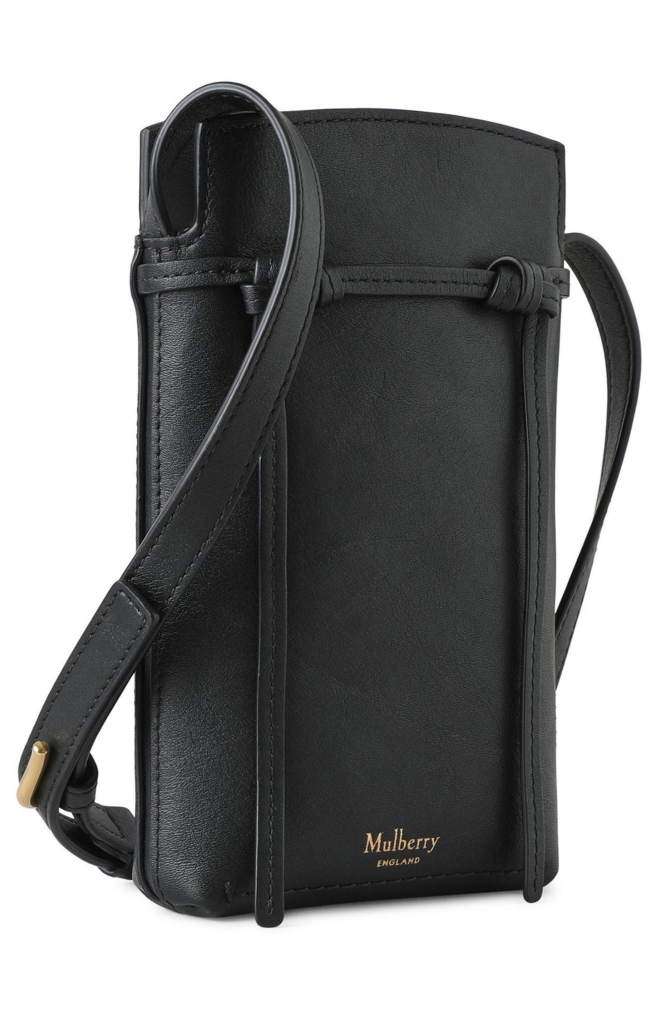 Clovelly Refined Leather Phone Pouch, Alternate, color, BLACK