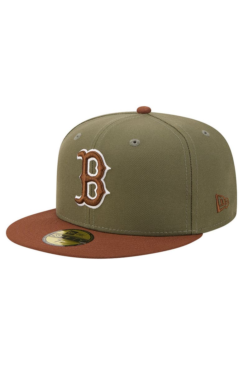 Men's New Era Olive/Brown Boston Red Sox Color Pack 59FIFTY Fitted Hat, Main, color, Olive