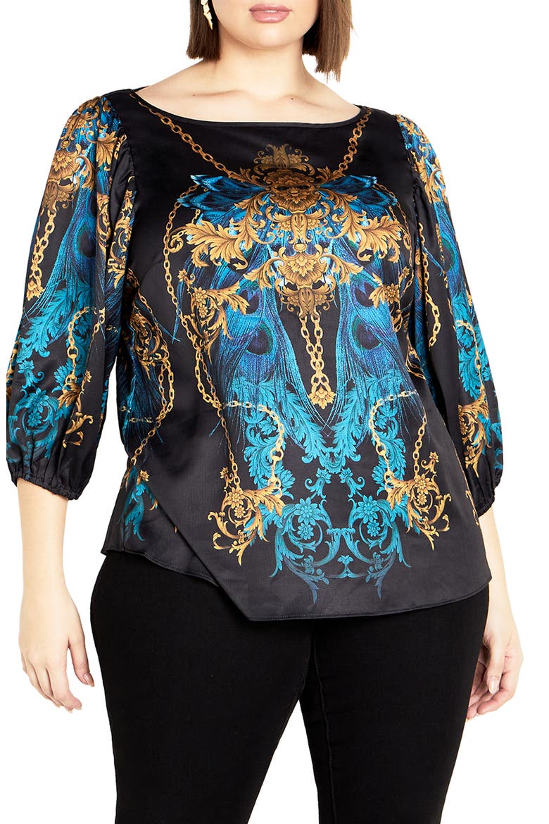 Ivanna Florentine Print Top, Main, color, LAVISH