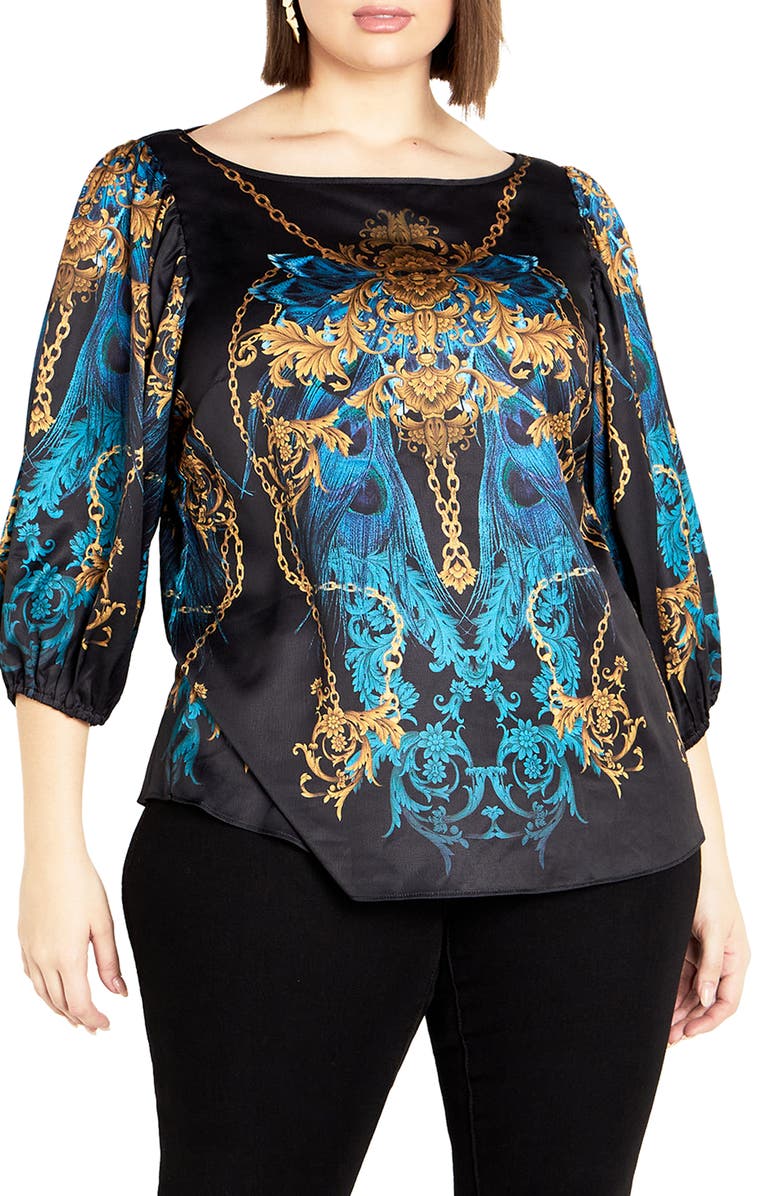 City Chic Ivanna Florentine Print Top, Main, color, 