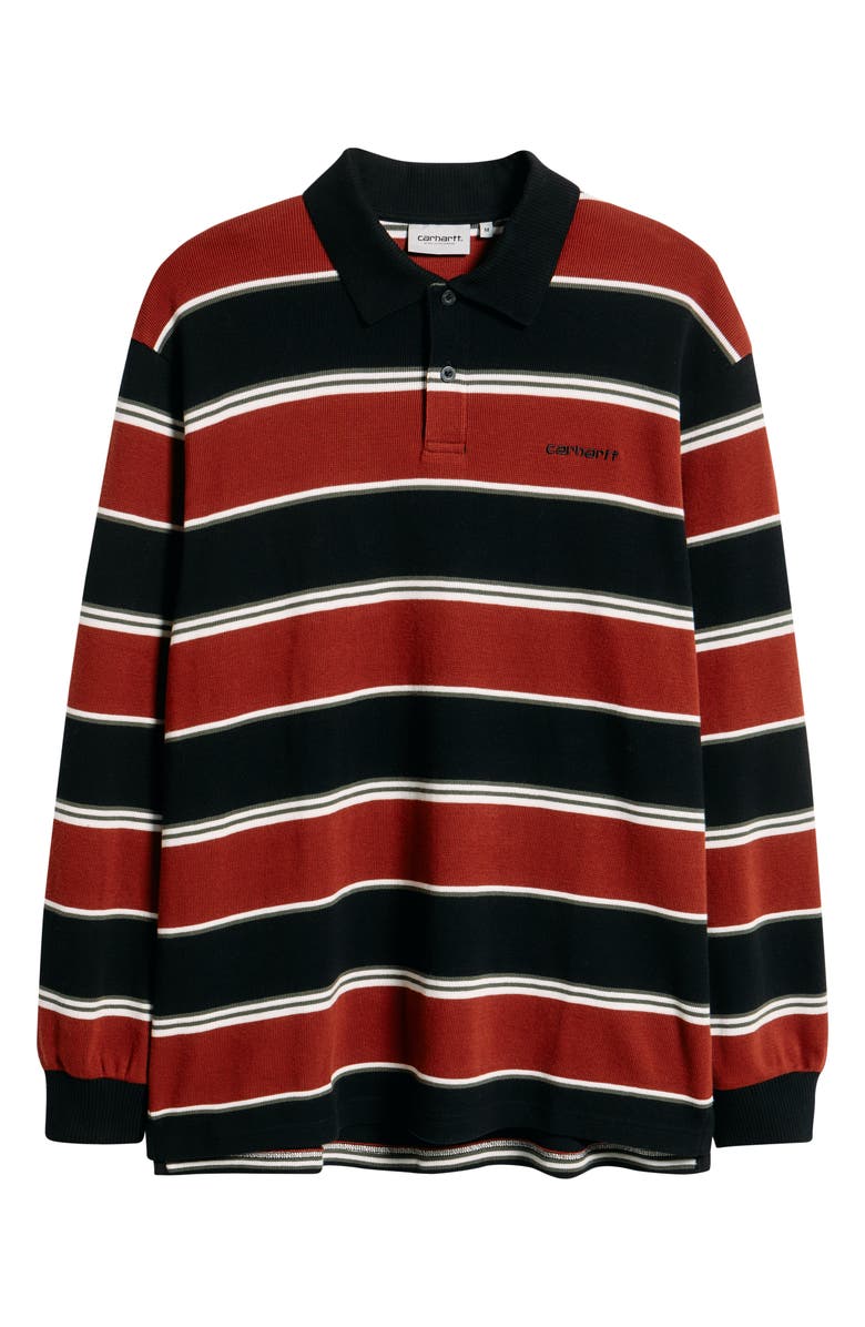 Carhartt Work In Progress Malone Long Sleeve Cotton Rubgy Shirt, Alternate, color, Malone Stripe Dark Brick