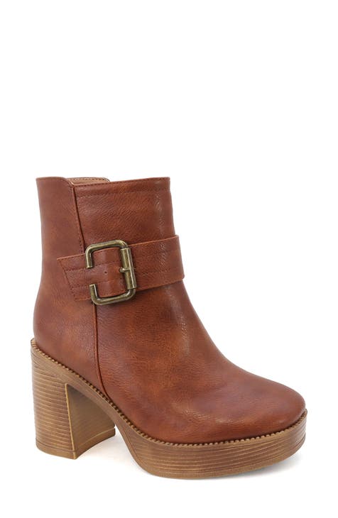 Yoki notch womens fashion heeled booties