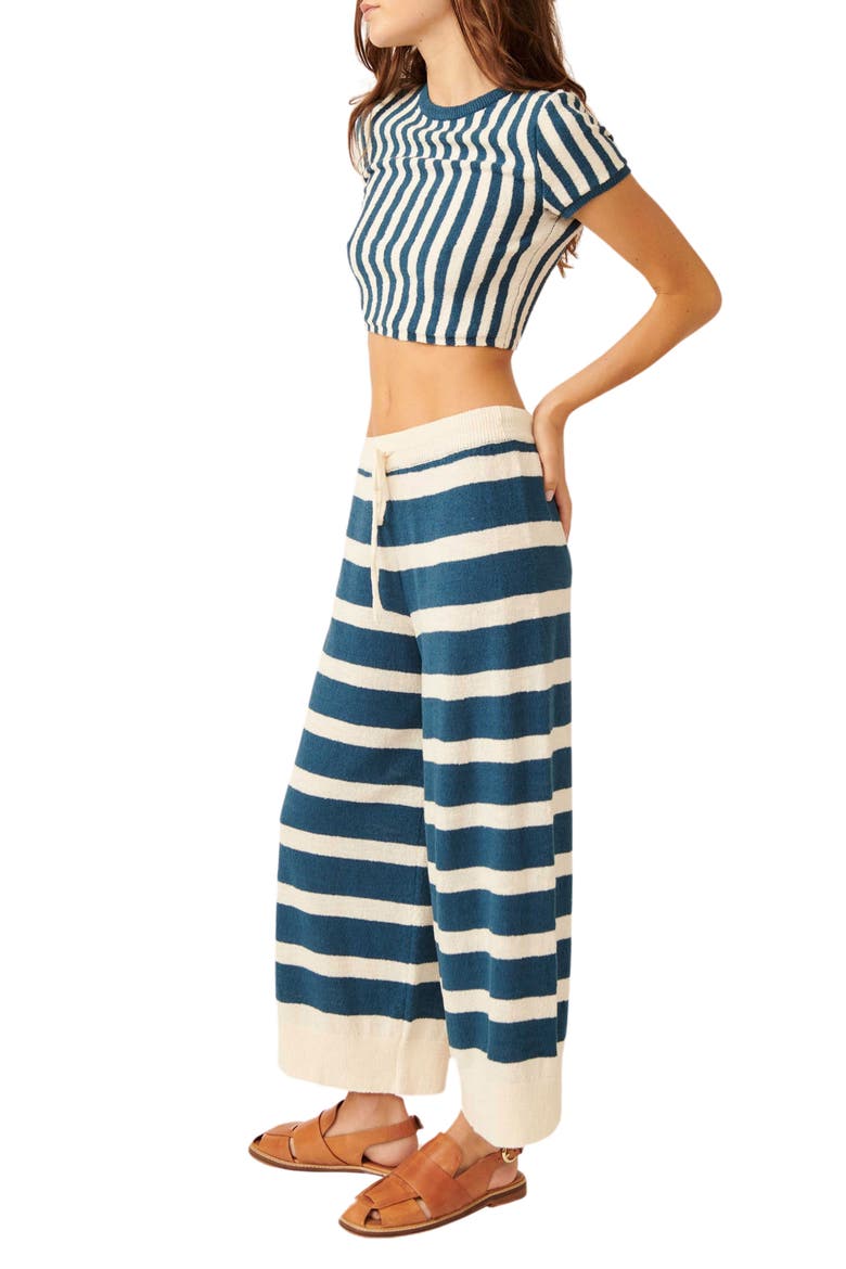 Roberts Stripe Crop Top & Pants Set, Alternate, color, IVORY COMBO