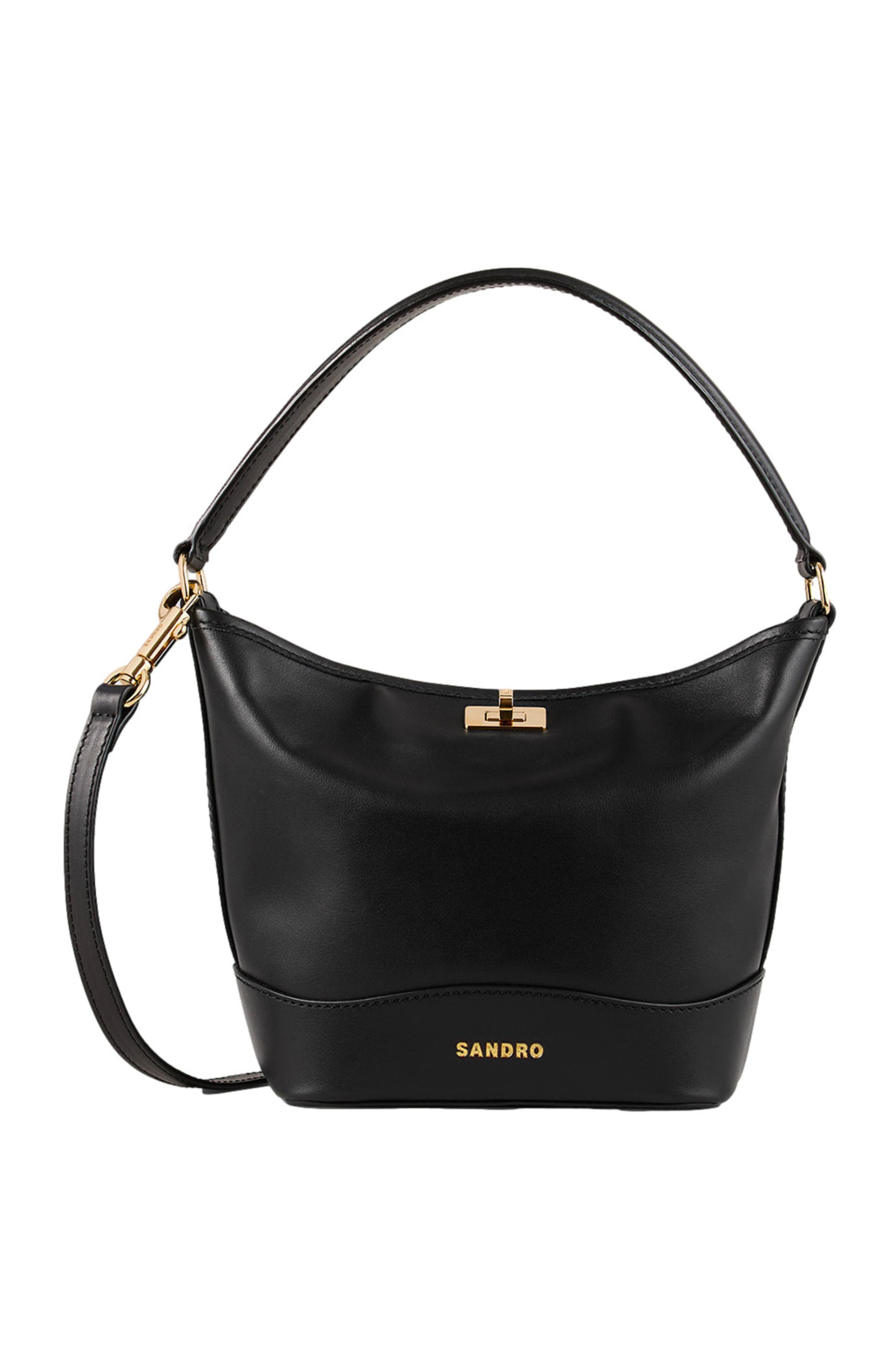 SANDRO Tangoso mini leather bag, Main, color, Black