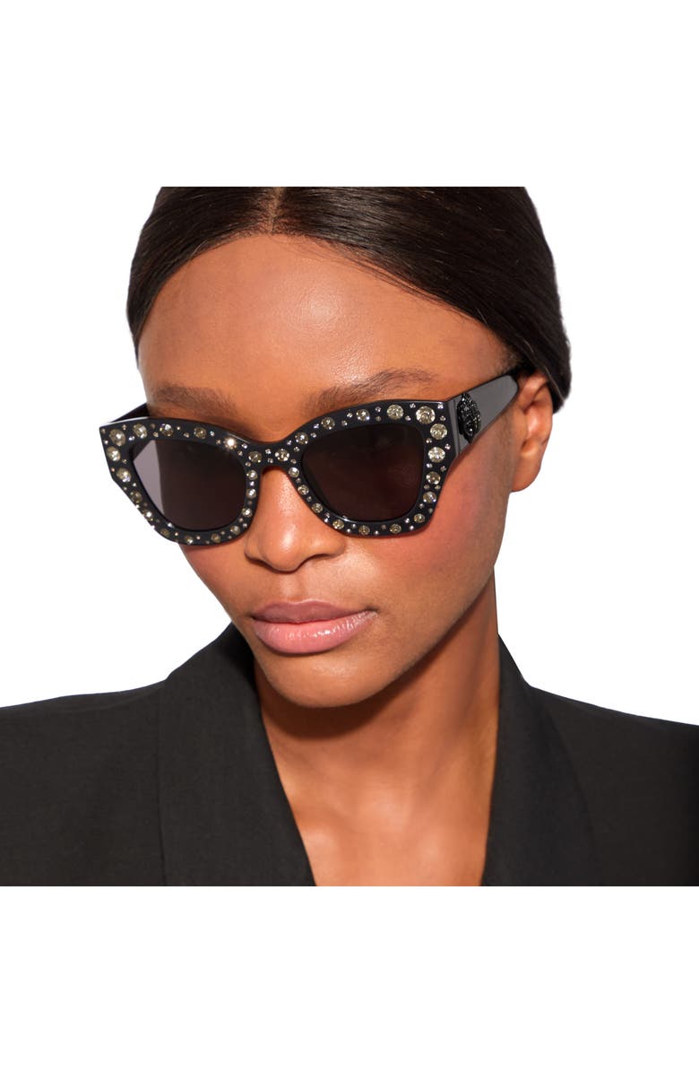 Kurt Geiger London 51mm Cat Eye Sunglasses, Alternate, color, Black/ Smoke