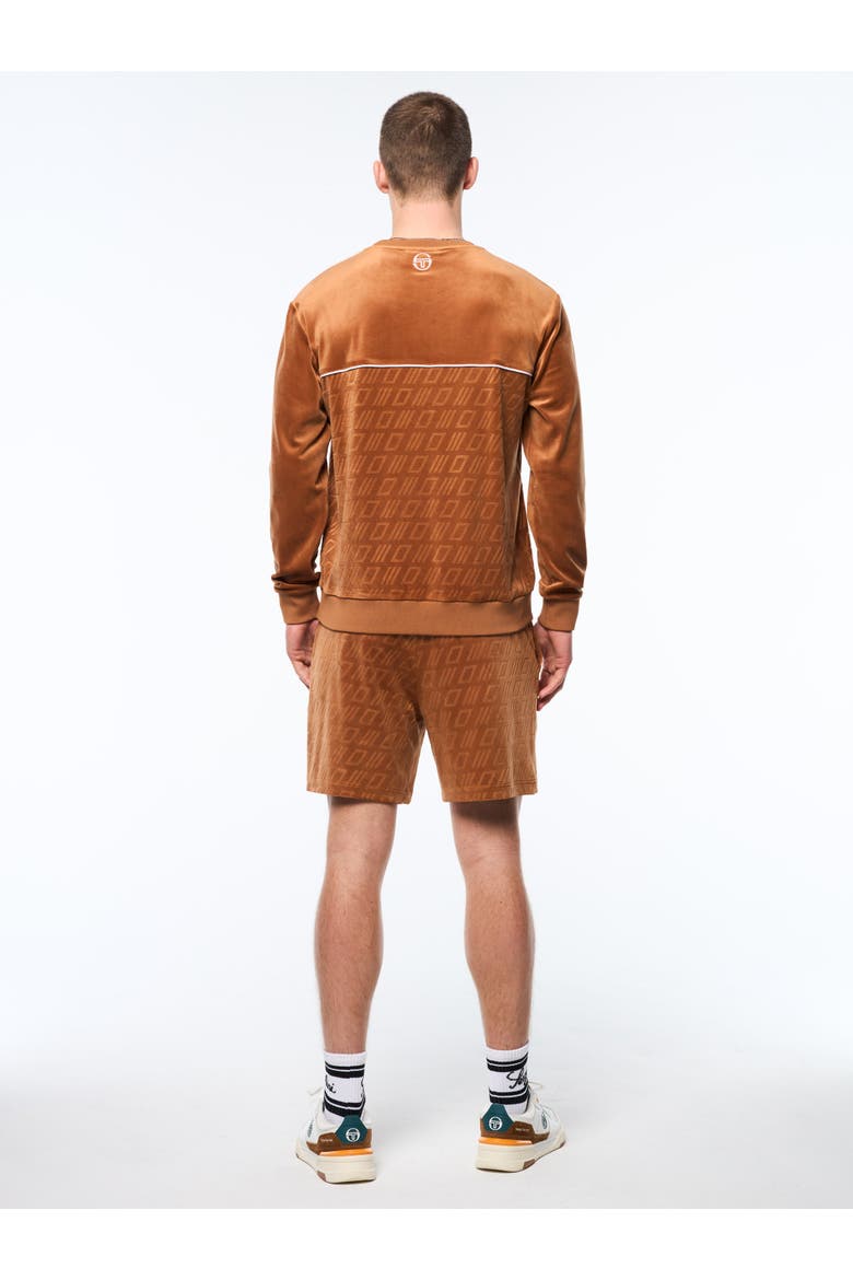 Bandiera Debossed Velour Crewneck, Alternate, color, SUGAR ALMOND