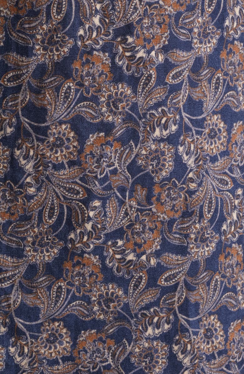 Nordstrom Floral Paisley Short Sleeve Linen Button-Up Shirt, Alternate, color, Navy Jasmine Paisley