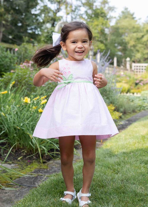 Florence Eiseman Check Seersucker Dress With Flowers In Pink