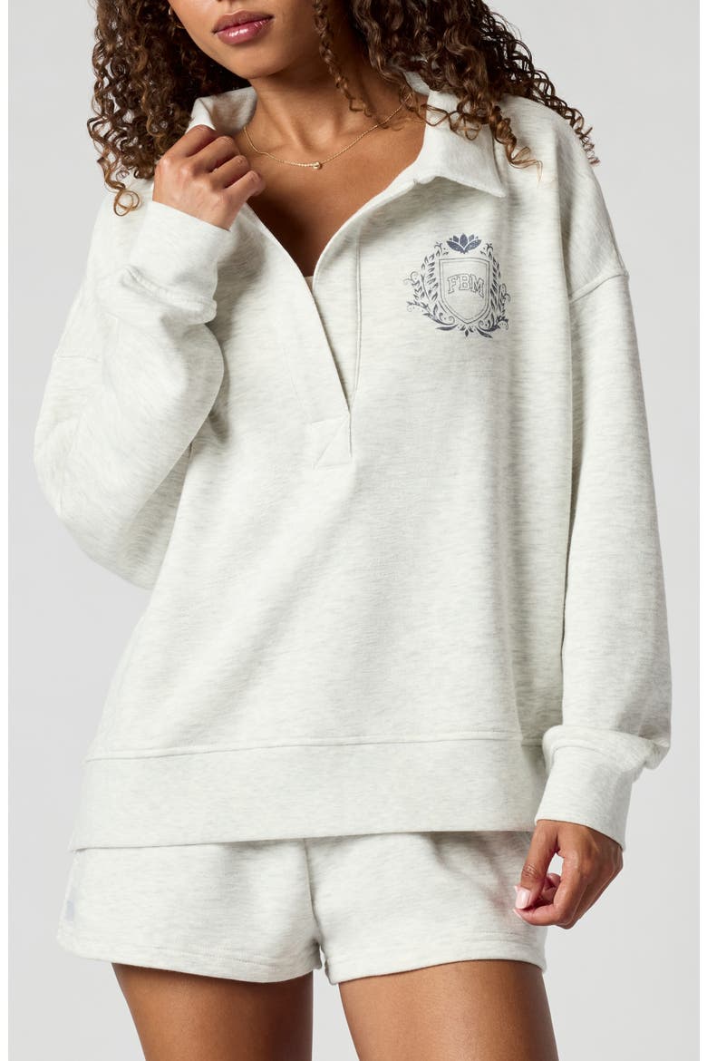 Polo Collar Sweatshirt, Main, color, HEATHER ICE