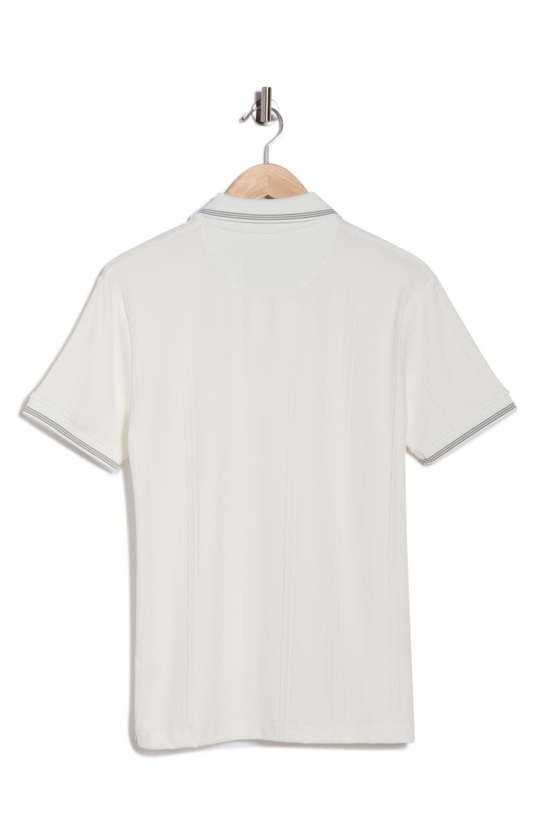 DENIM AND FLOWER Tipped Textured Quarter Zip Polo, Alternate, color, Off White