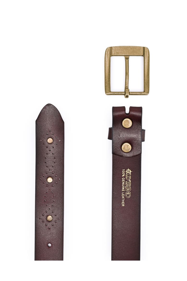 Daisy Genuine Leather Perforated Floral Detail Belt, Alternate, color, Brown