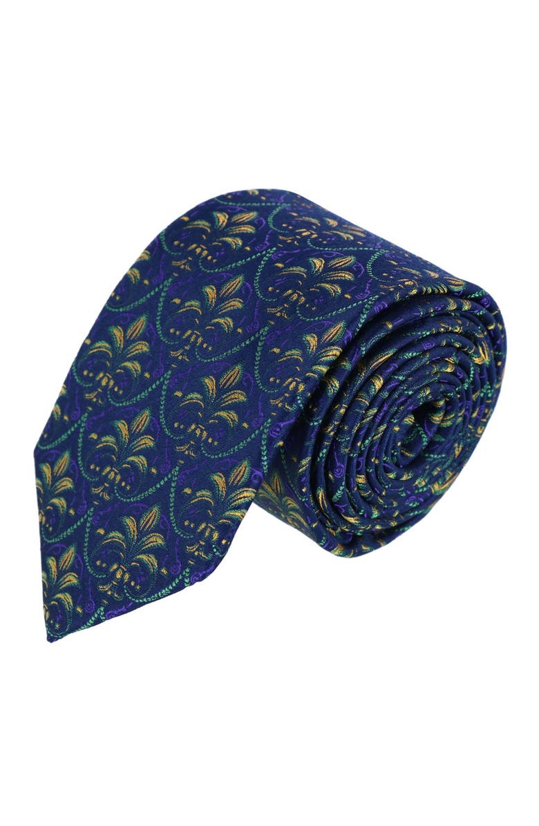 Trafalgar The French Quarter Fleur dis Lis Silk Novelty Necktie, Main, color, Purple