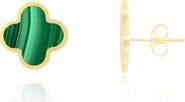 The Lovery Fine Jewelry Large Malachite Clover Stud Earrings