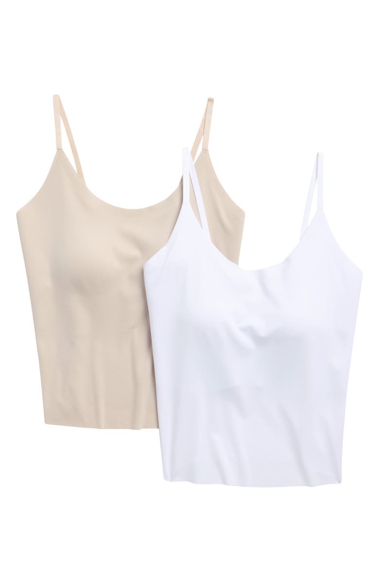 YOGALICIOUS Assorted 2-Pack Laser Cut Tanks, Main, color, White/ Mist Sand