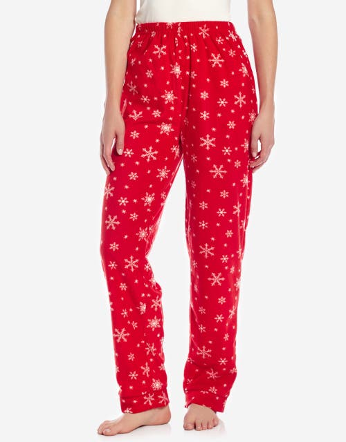 Leveret Fleece Printed Holiday Pajama Pants In Red