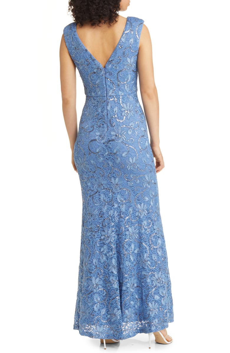 Vince Camuto Sequin Cap Sleeve Lace Gown, Alternate, color,