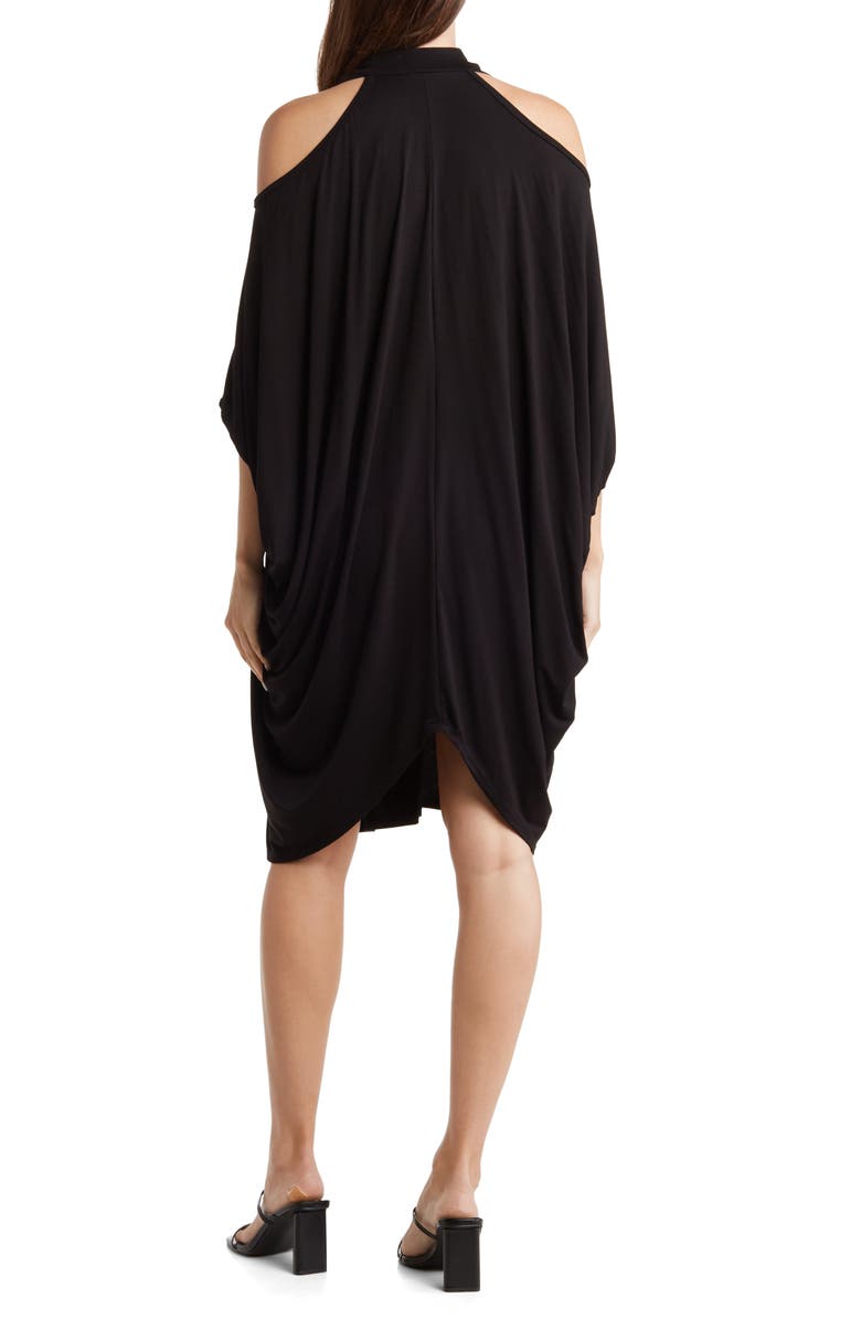 GO COUTURE Cold Shoulder V-Neck Dress, Alternate, color, Black