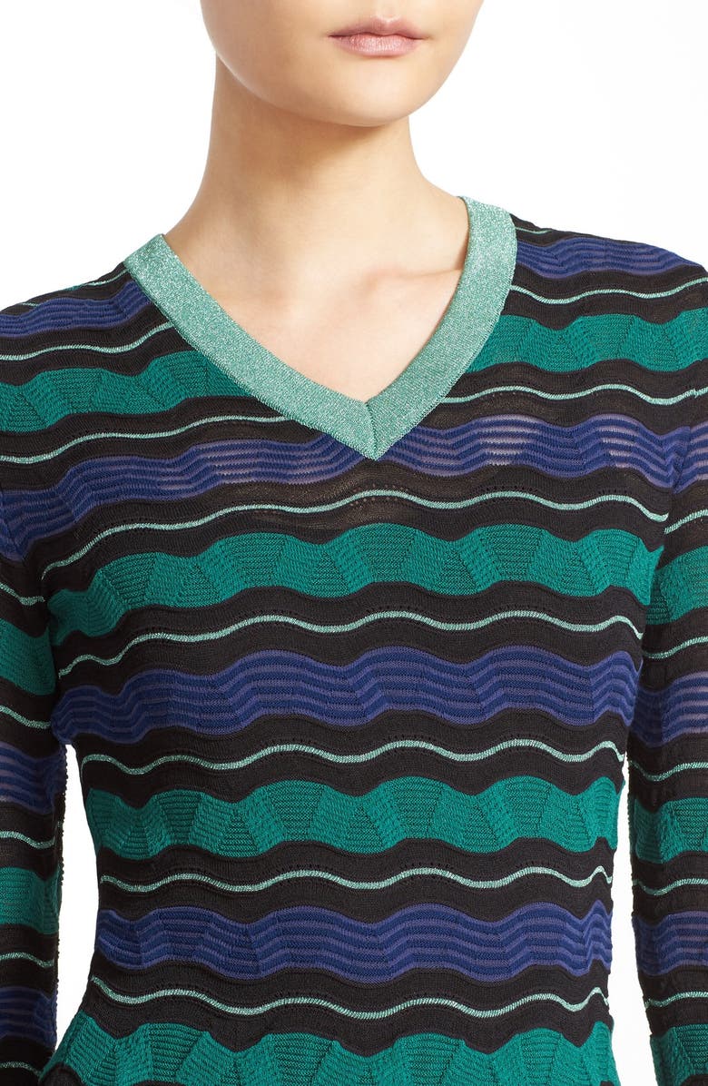 M Missoni Ripple Ribbon Stitch Fit & Flare Dress, Alternate, color,