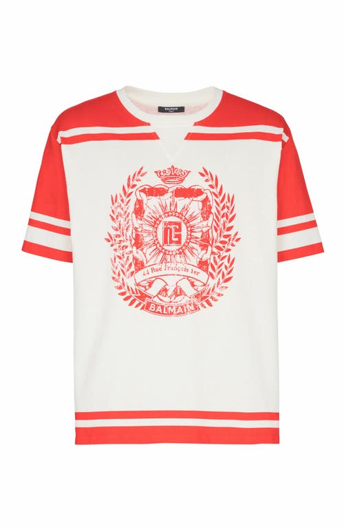 Balmain Varsity Print T-shirt In Red
