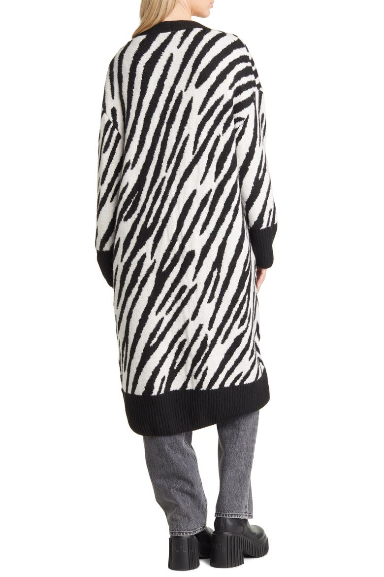 Zebra Print Maxi Cardigan, Alternate, color, BLACK