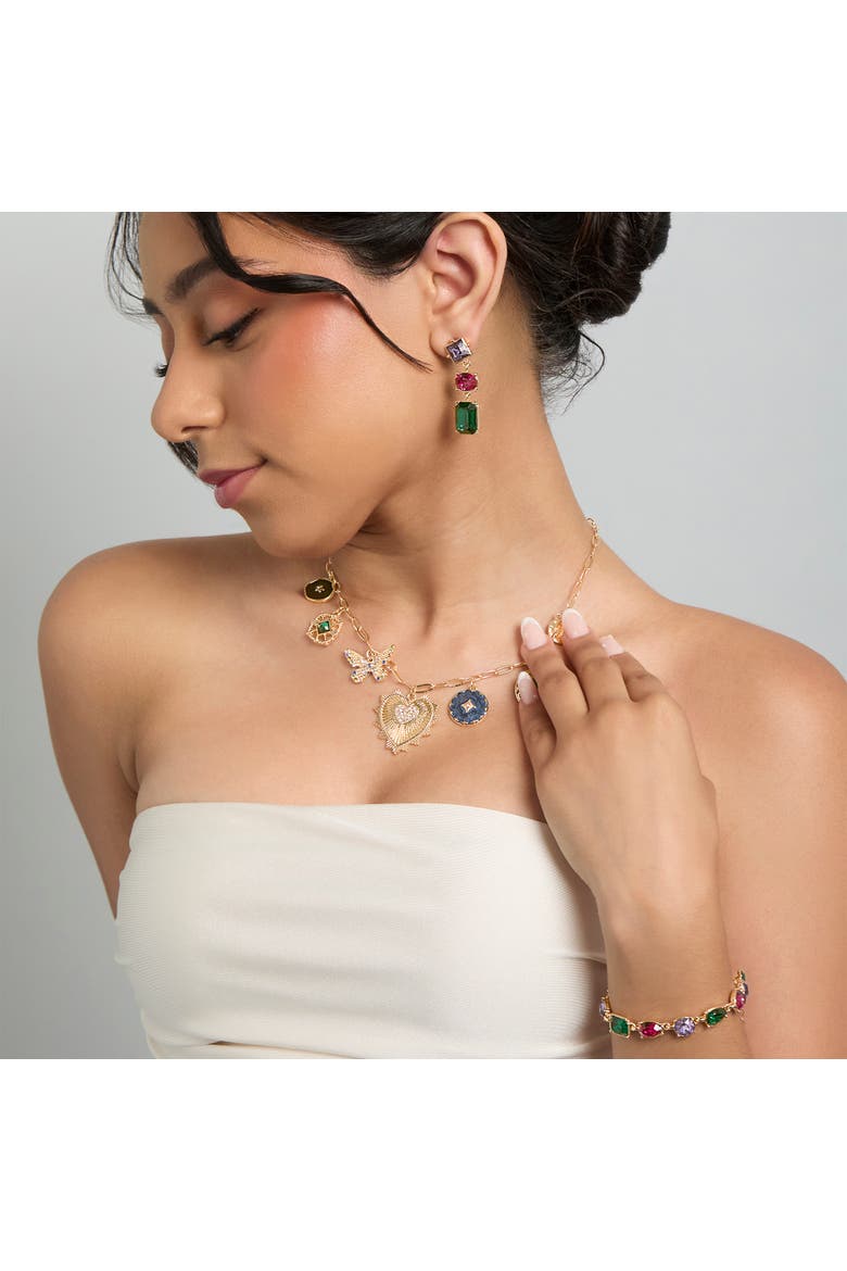 Multi-Gem Drop Earrings, Alternate, color, Multicolor
