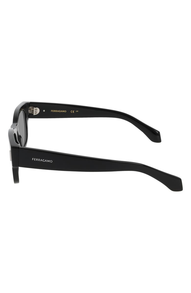 FERRAGAMO 51mm Modified Rectangular Sunglasses, Alternate, color, Black
