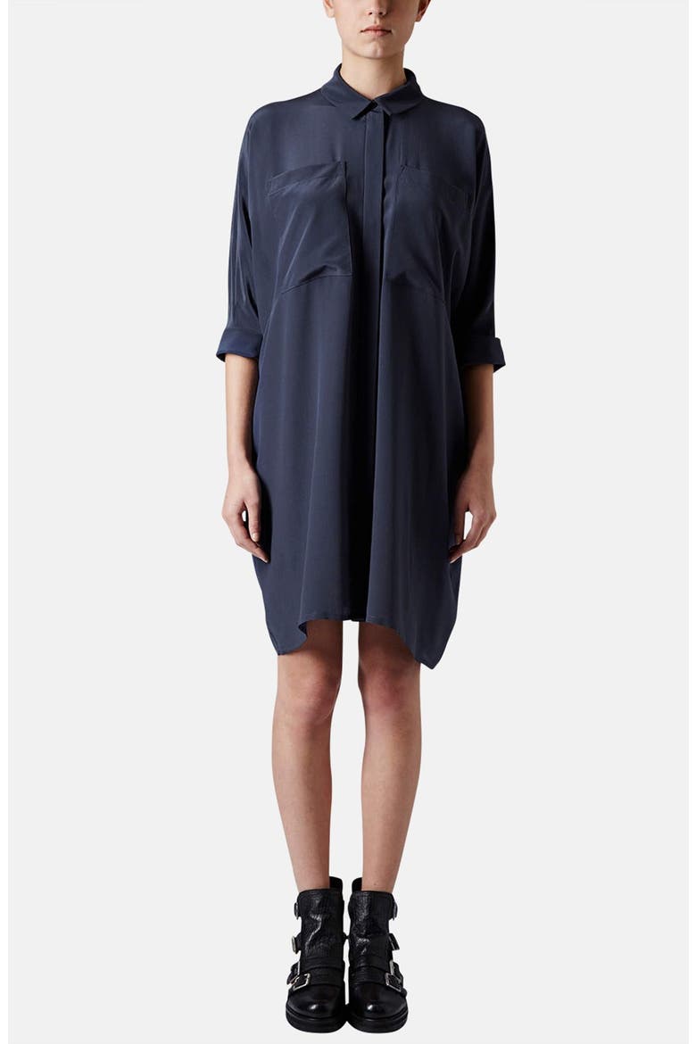 Silk Shirt Dress, Alternate, color, BLUE