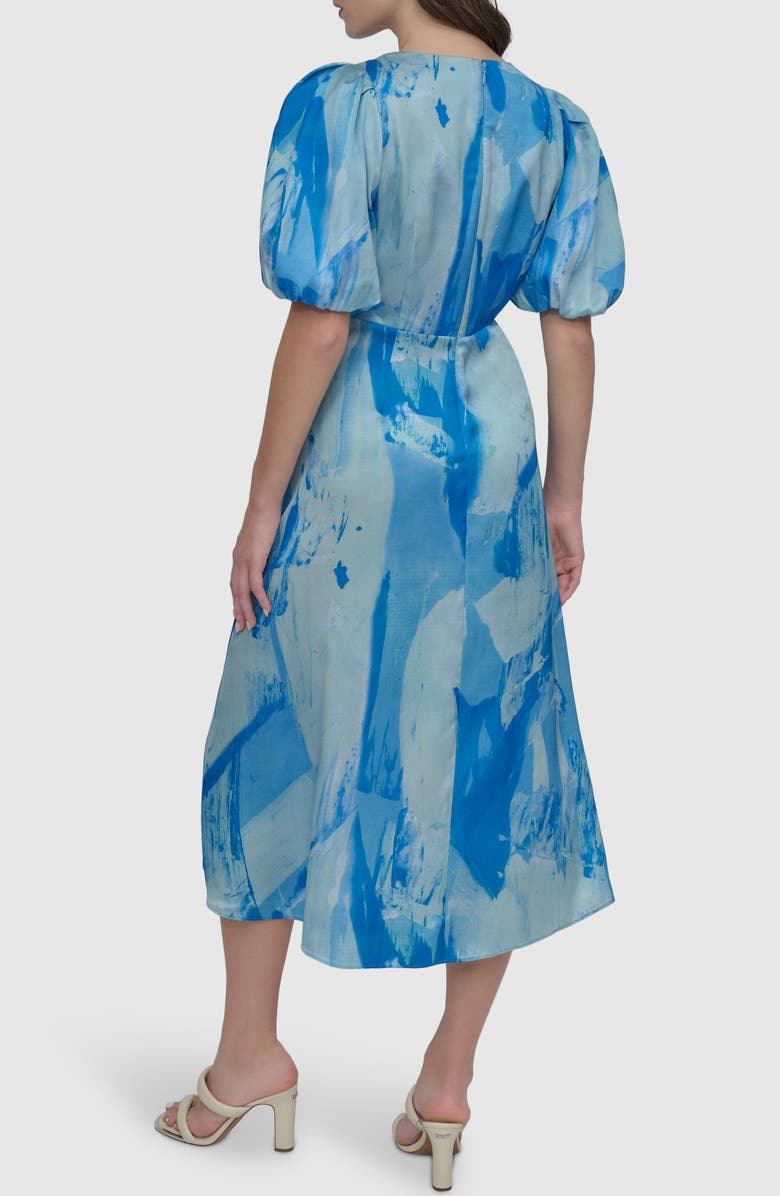 DKNY Print Puff Sleeve Midi Dress, Alternate, color, 