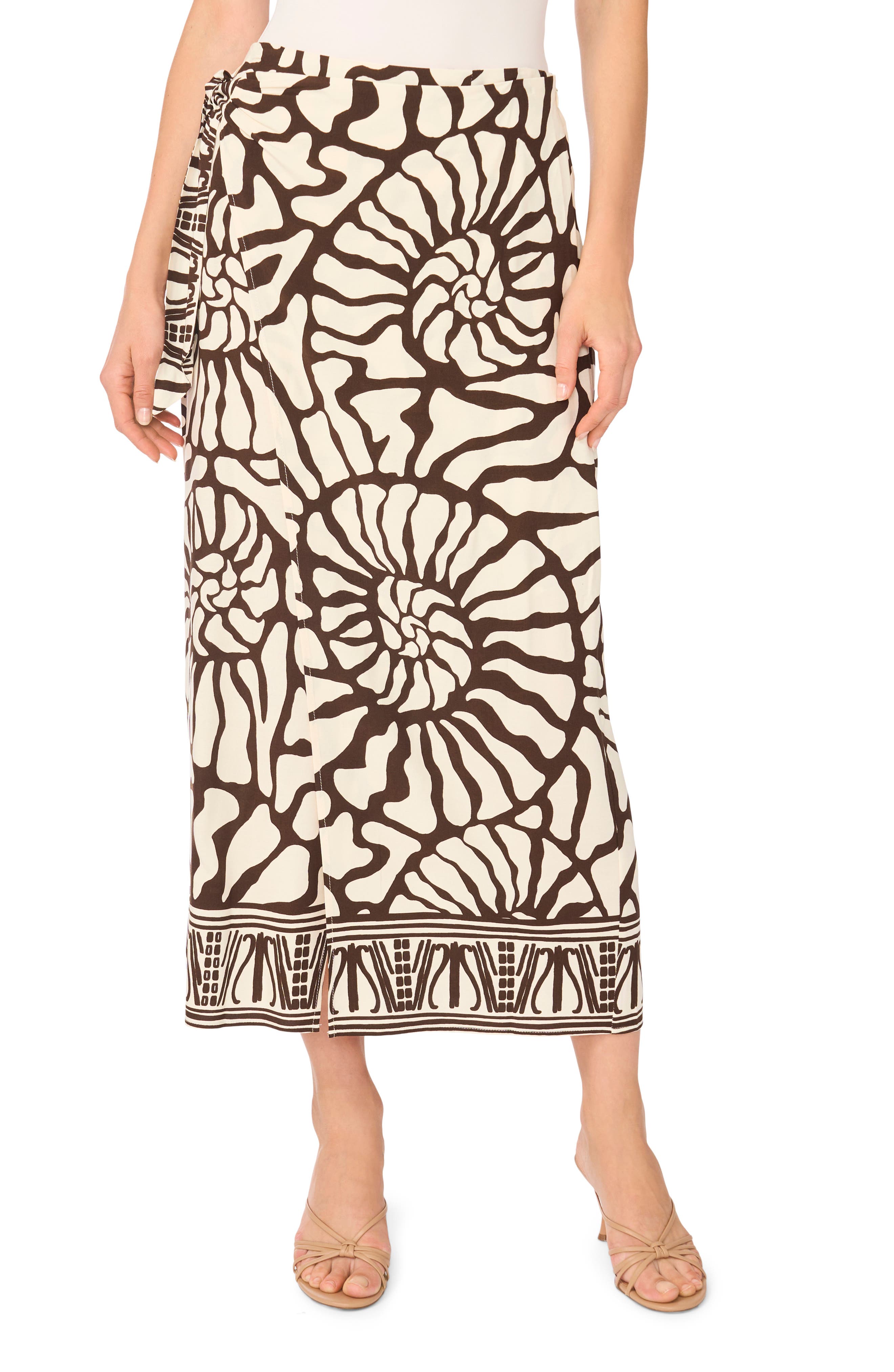 Faux Wrap Midi Skirt