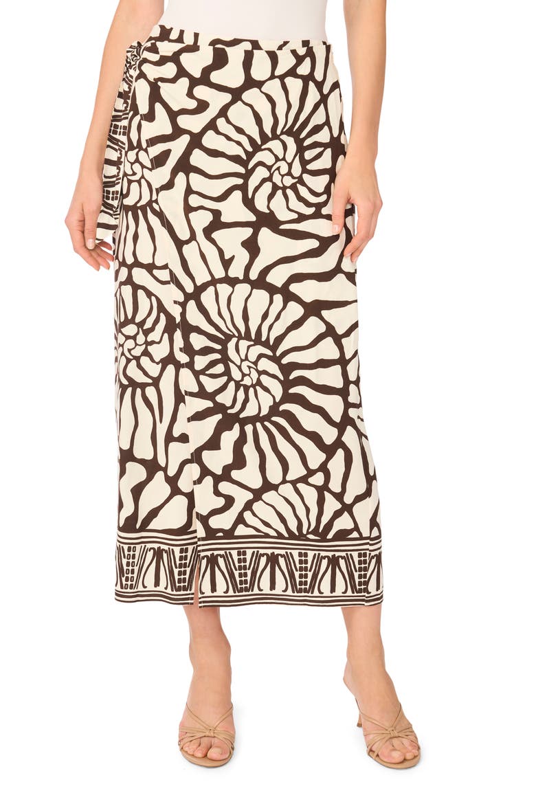 Faux Wrap Midi Skirt, Main, color, CHICORY COFFEE