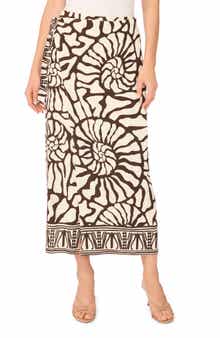 Faux Wrap Midi Skirt