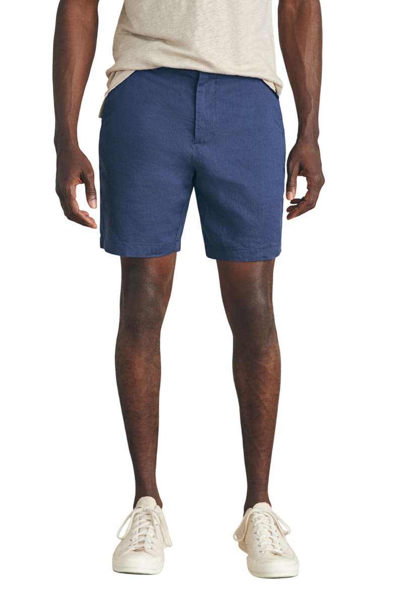 Faherty Movement Flex Linen & Organic Cotton Blend Shorts, Main, color, Deep Sea Navy