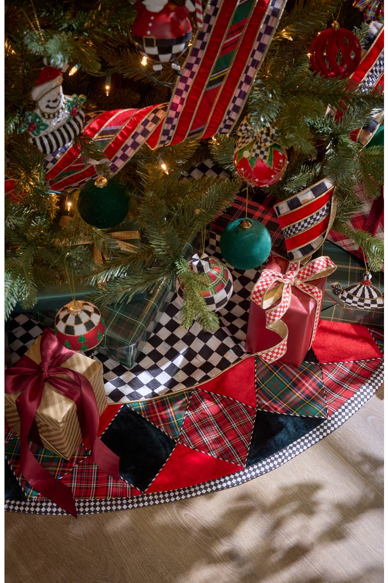 Mix Check Tree Skirt, Alternate, color, RED