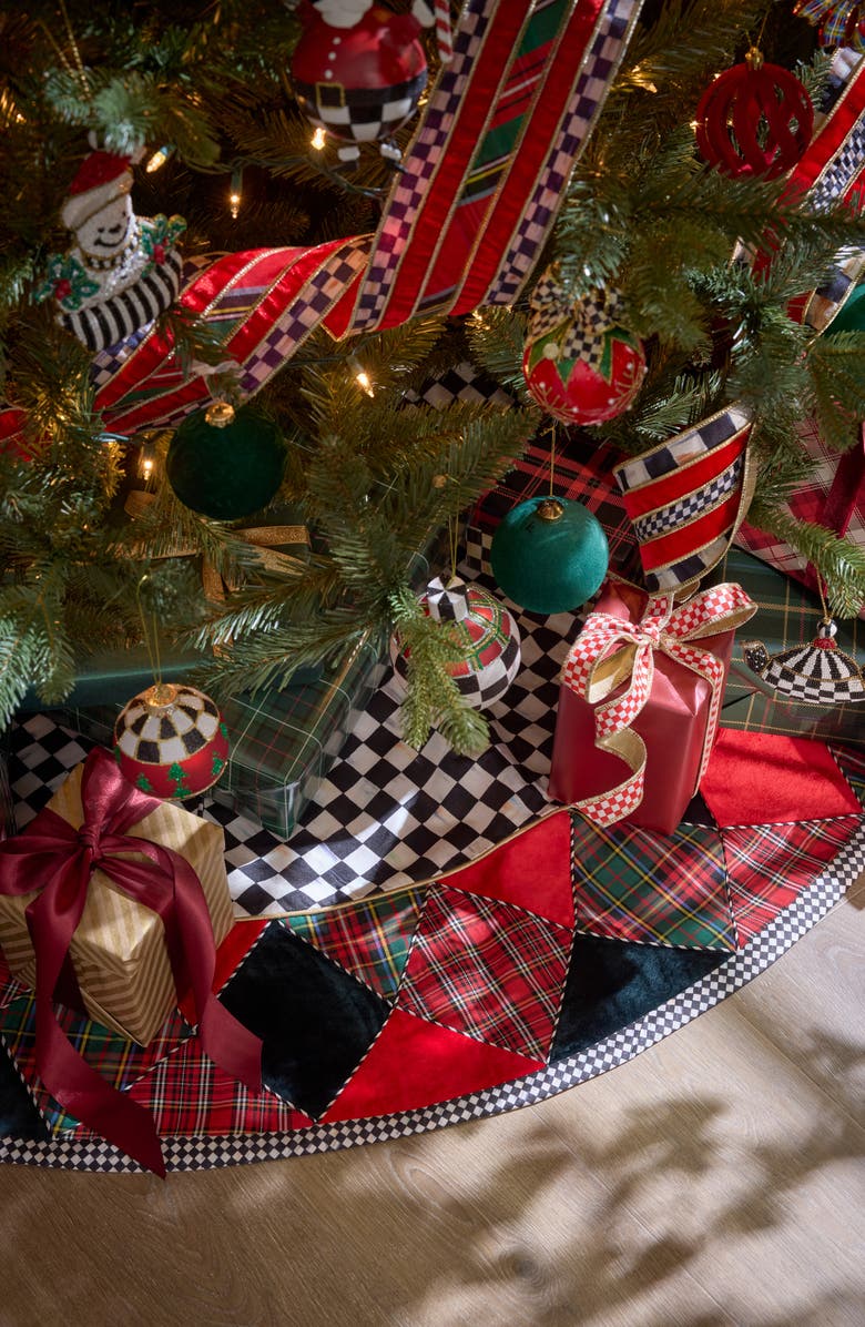 MACKENZIE CHILDS Mix Check Tree Skirt, Alternate, color, Red