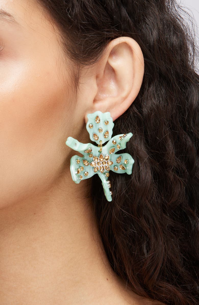 Lele Sadoughi Small Paper Lily Embellished Drop Earrings, Alternate, color, 