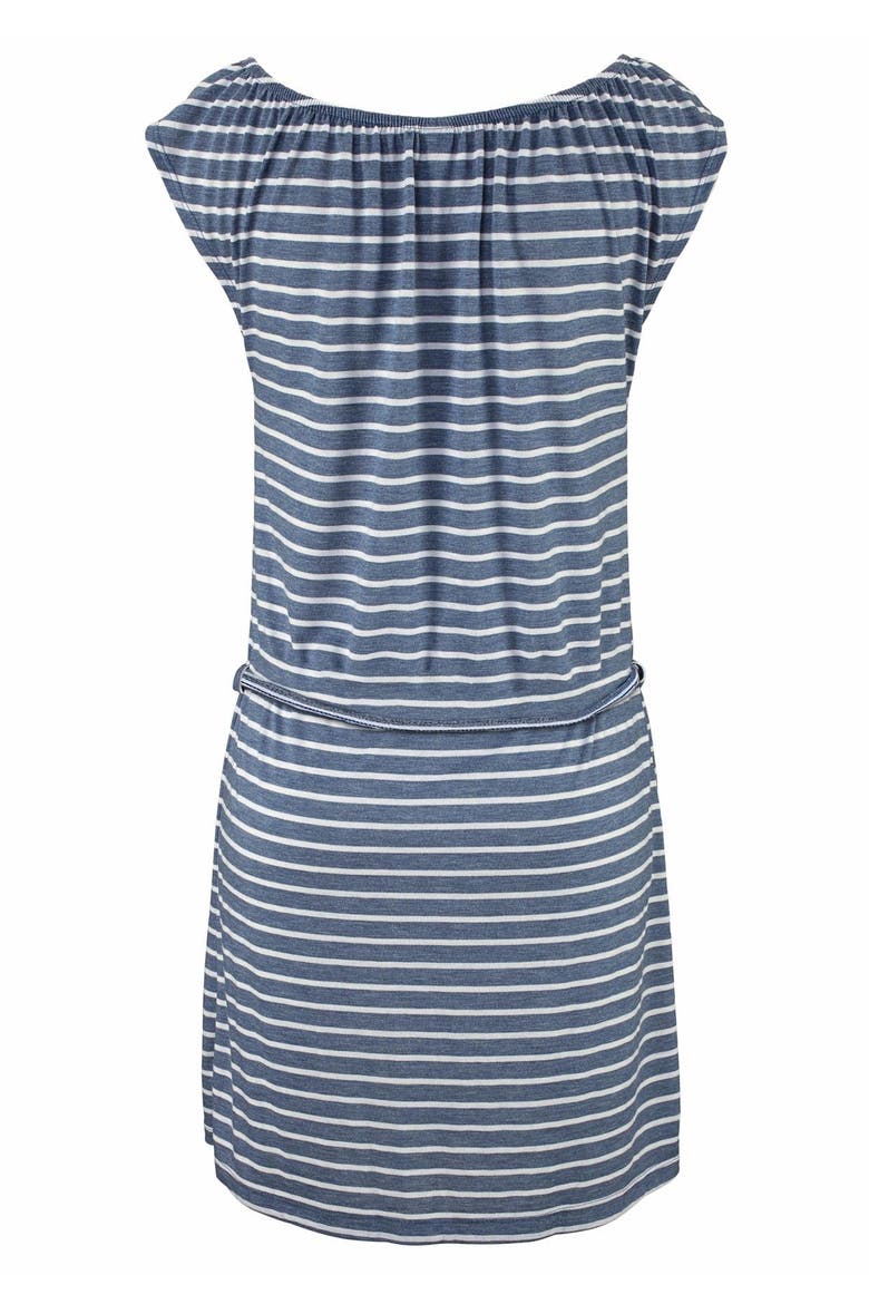 Tie Neckline Dress, Alternate, color, Blue & White