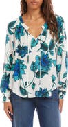 Karen Kane Floral Gathered Neck Peasant Top