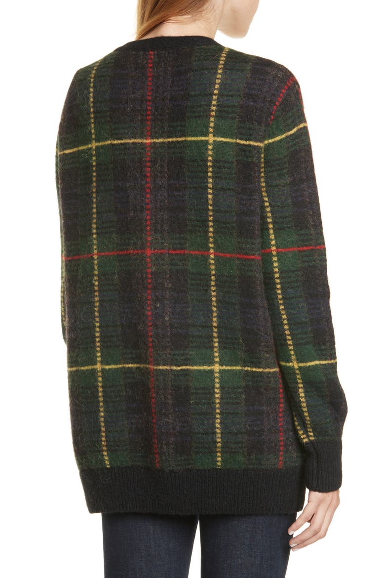 Tartan Wool Blend Cardigan, Alternate, color, MULTI