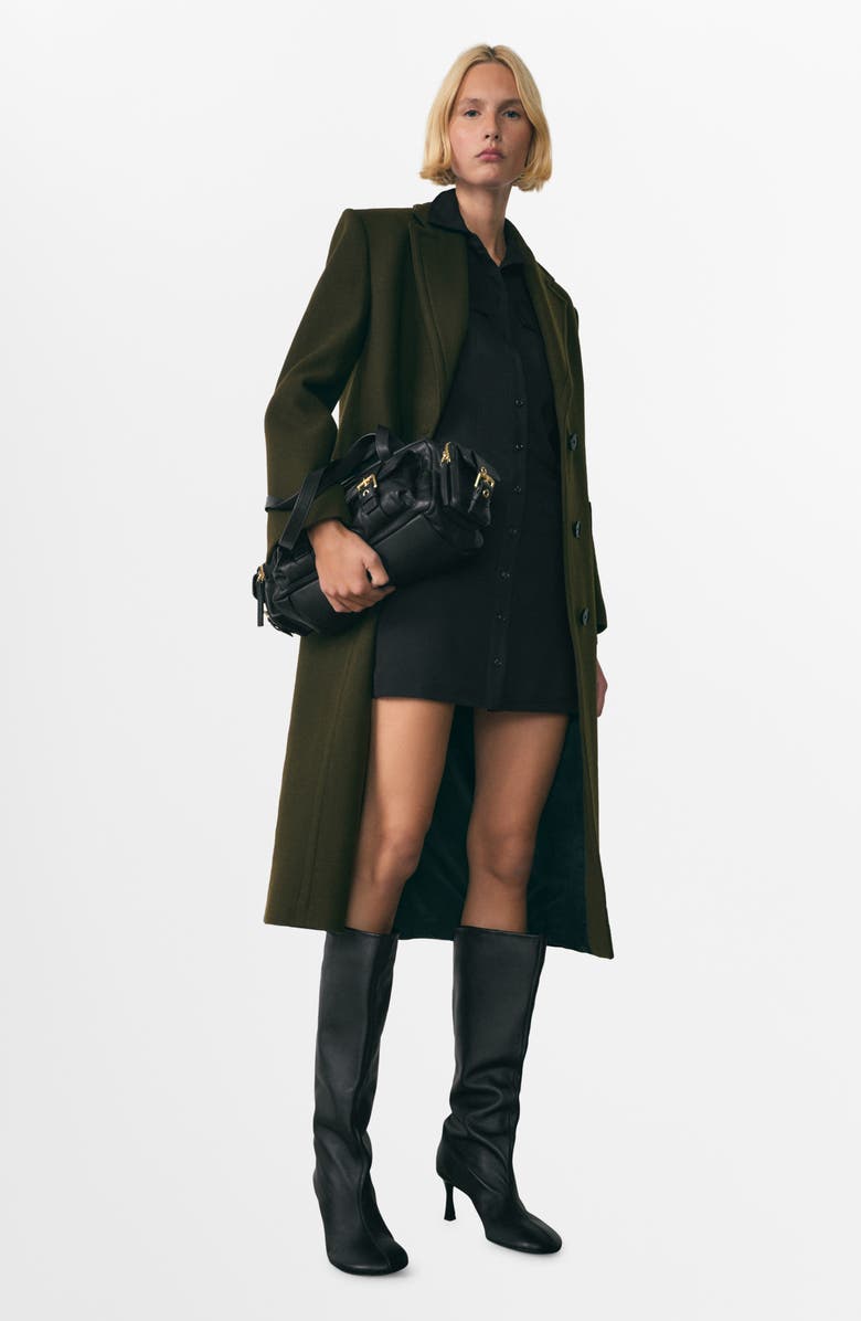 MANGO Long Sleeve Mini Shirtdress, Alternate, color, Black