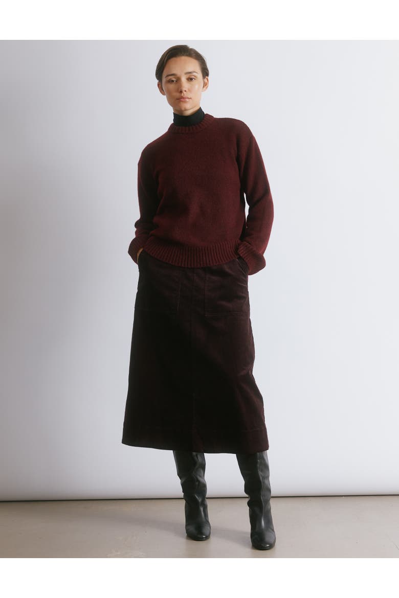 Cord A-Line Skirt, Alternate, color, Burgundy