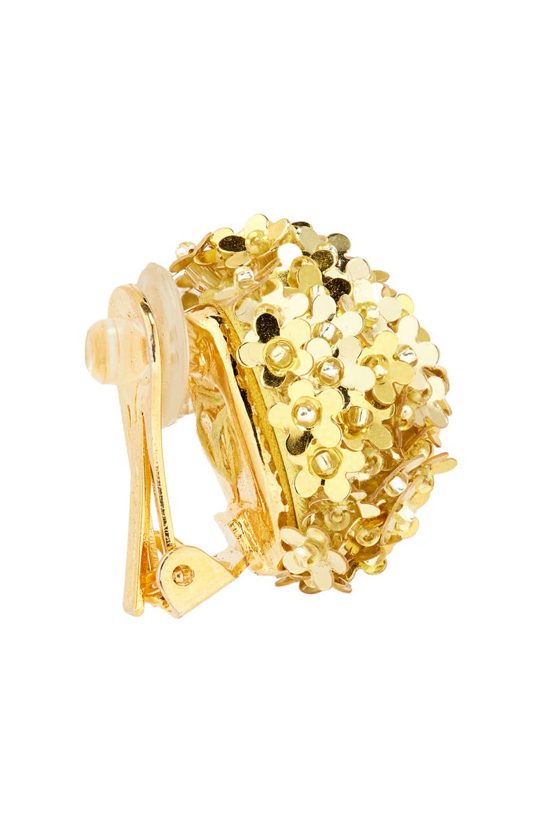 Oscar de la Renta Small Pompom Clip-On Earrings, Alternate, color, Yellow Gold