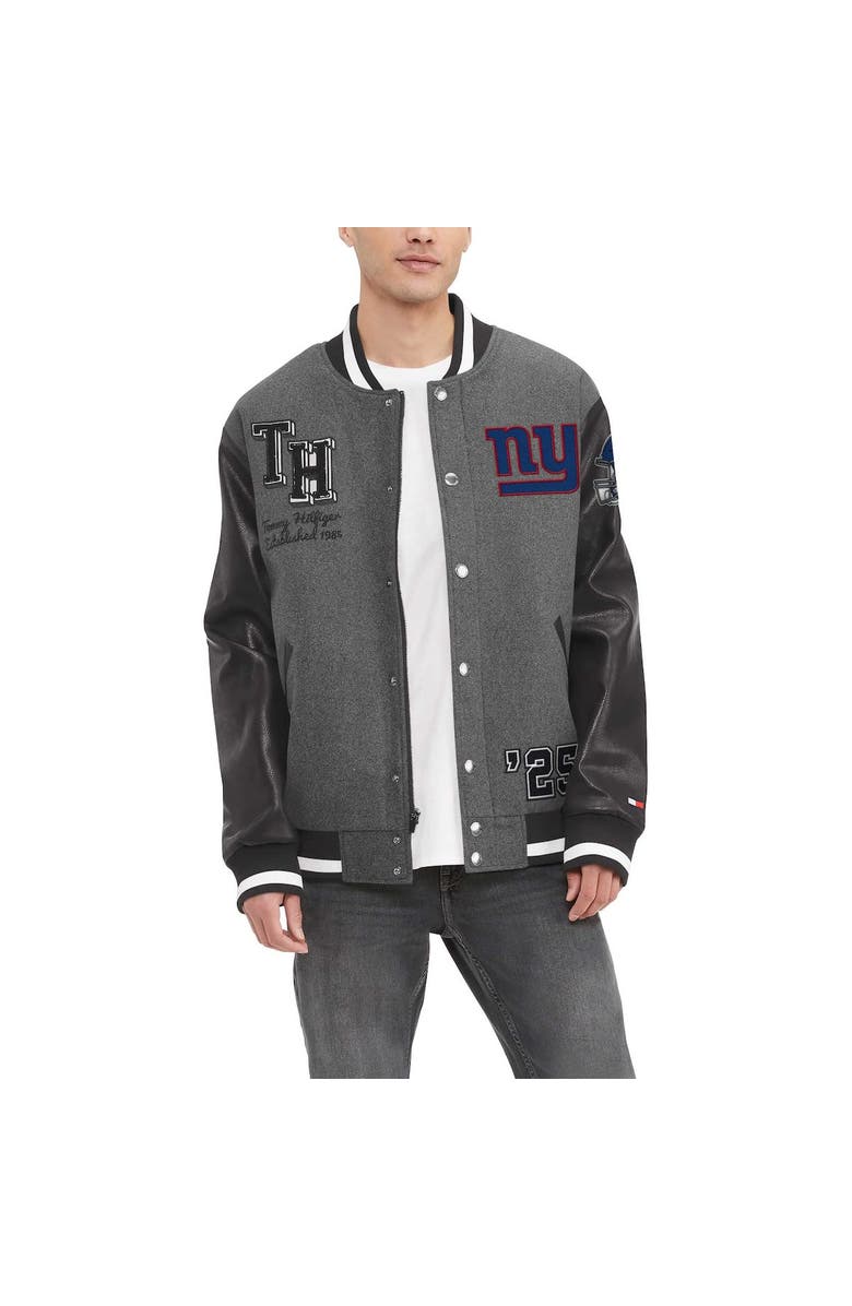 Tommy Hilfiger Men's Tommy Hilfiger  Heather Gray/Black New York Giants Gunner Full-Zip Varsity Jacket, Alternate, color, Heather Gray
