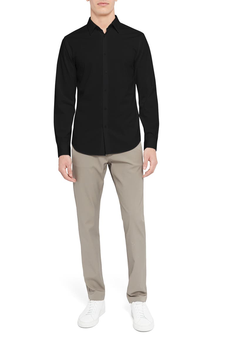 Sylvain ND Structure Knit Button-Up Shirt, Alternate, color, BLK