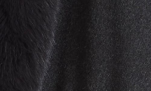 Sofia Cashmere Faux Fur Trim Cashmere Cape In Black